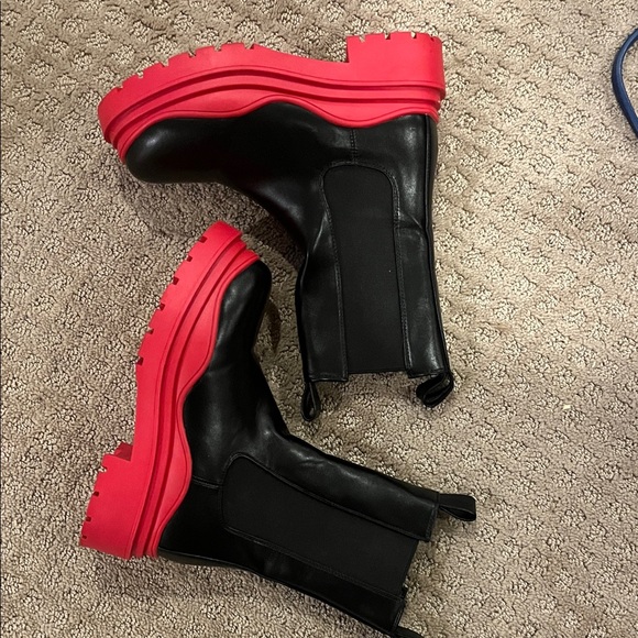 Black and Red Women's Boots - Picture 2 of 2